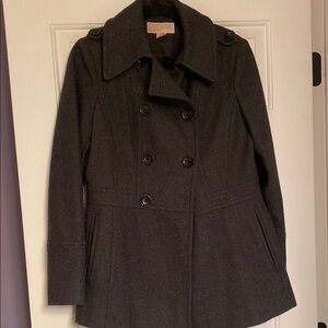 MICHAEL Michael Kors Gray Peacoat Double-Breasted Wool